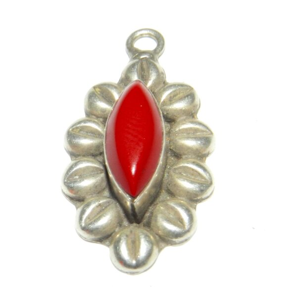 Vintage Mexico  Red Onyx  Sterling Silver  Pendant - Picture 1 of 8